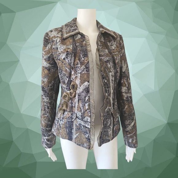 Chico’s Abstract Tapestry Rosette Blazer Jacket Size 1 (M) - Picture 1 of 12